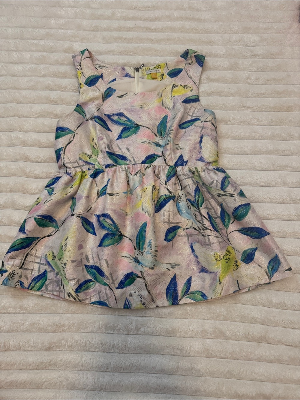 Leifsdottir Anthropologie Bird Print Peplum Top Size 6 Jacquard Sleeveless